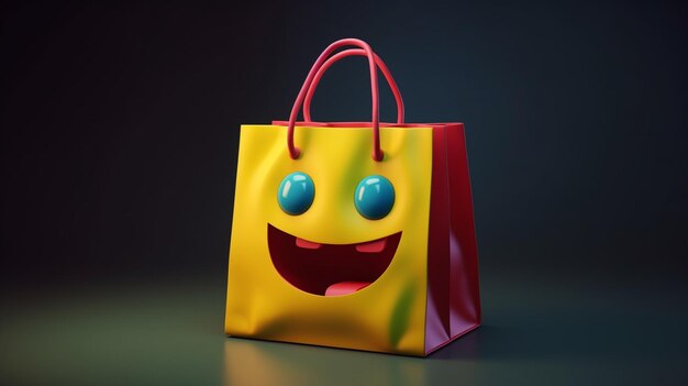 Shopping bag with smiley facegenerative ai