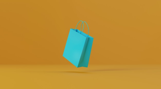 shopping bag on yellow background.