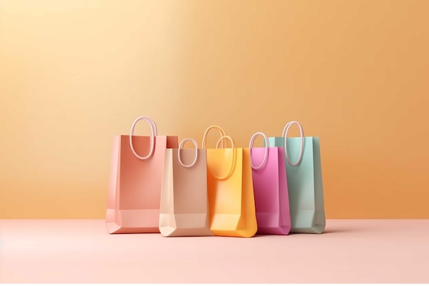 Shopping bags on a brown background