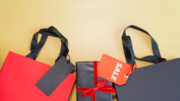 Shopping bags and gift in black friday style