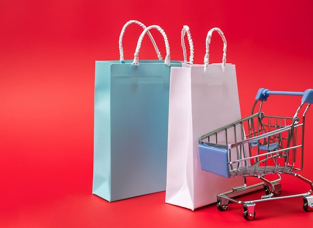 Shopping bags with shopping cart