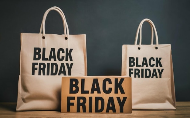 Shopping bags with the text Black Friday Shopping day concept with discounts