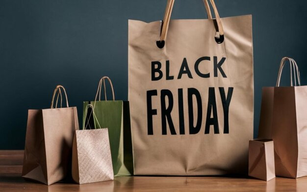 Shopping bags with the text Black Friday Shopping day concept with discounts