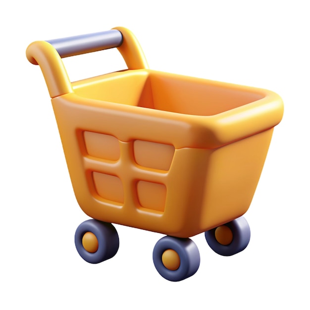 Shopping cart 3d vector icon Cartoon minimal style