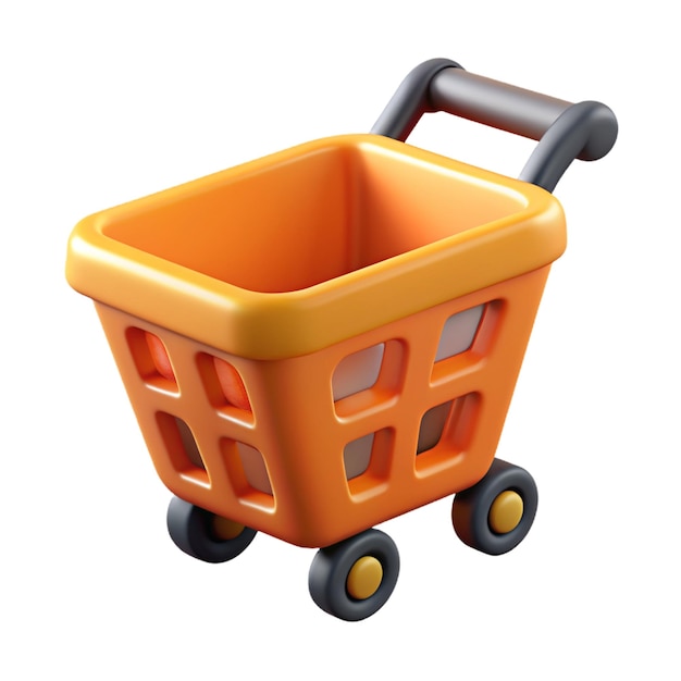 Shopping cart 3d vector icon Cartoon minimal style