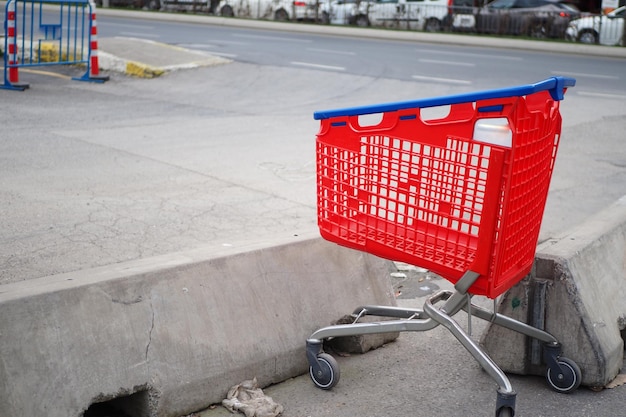 Shopping cart in a empty car park