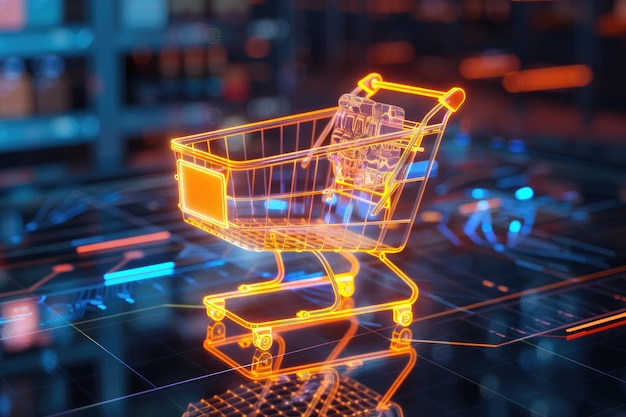 Shopping Cart on Top of a Computer Screen