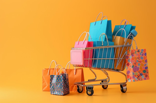 a shopping cart with bags and a bag on it