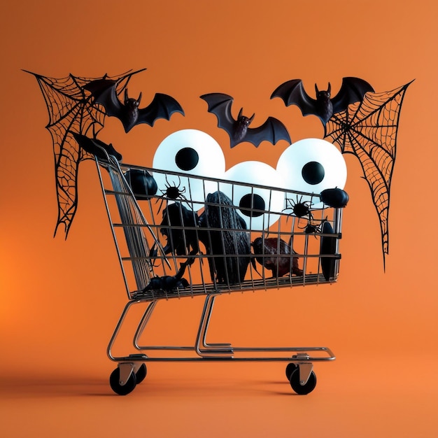 Photo a shopping cart with bats and bats on it