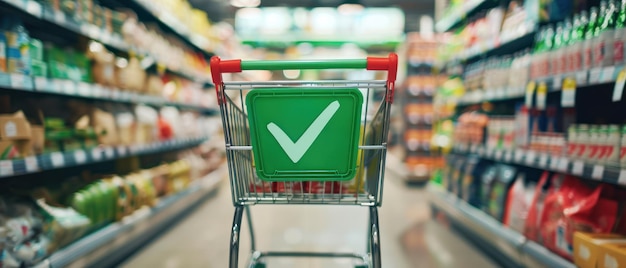 Shopping cart with check mark