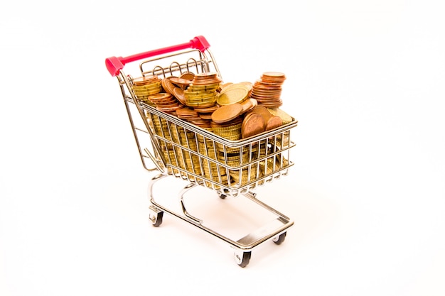 Shopping cart with coins