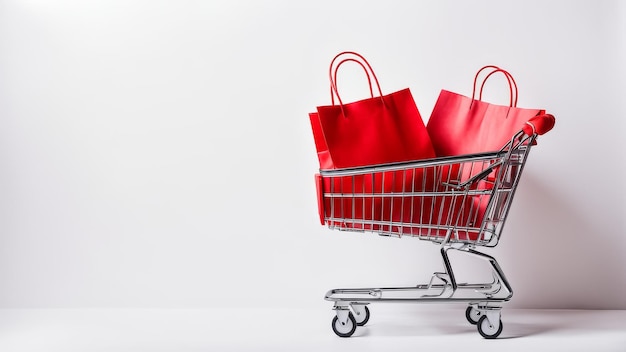 a shopping cart with a red box