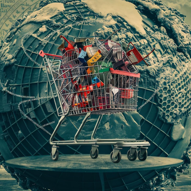 Photo a shopping cart with a shopping cart full of candy