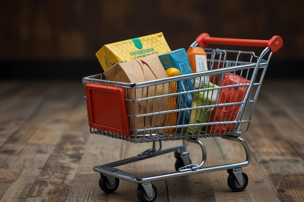 A shopping cart with a shopping cart on it