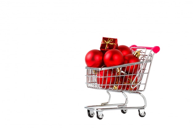 Shopping cart with Xmas decorations