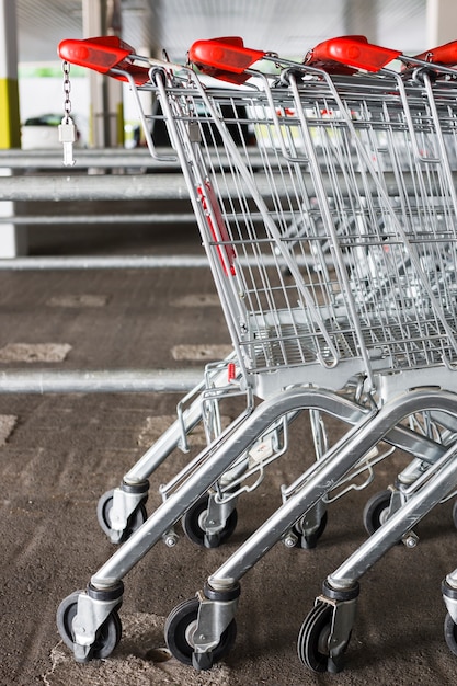 Shopping carts outside the supermarket