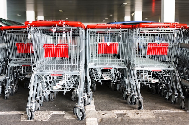 Shopping carts outside the supermarket