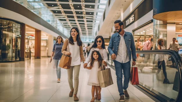 shopping couple young couple father mall commercial daughter