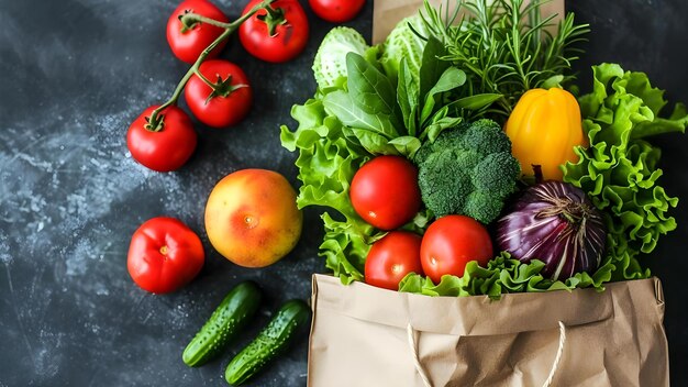 Shopping for Fresh Produce with a Paper Bag Concept Grocery Shopping Fresh Produce Paper Bag Healthy Lifestyle