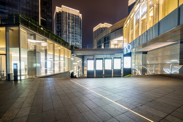 Shopping mall building at night, Chongqing Financial City, China