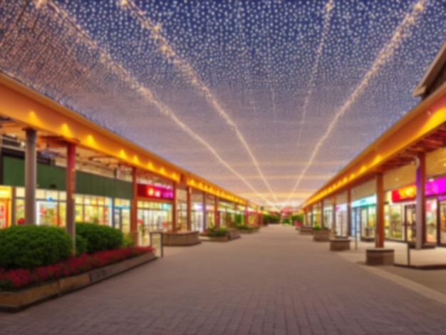 A shopping mall with a light in the ceiling