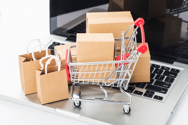 Shopping online at home concept.online shopping is a form of electronic commerce that allows consumers to directly buy goods from a seller over internet