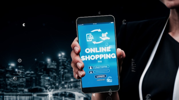 Shopping online and Internet money technology conceptual