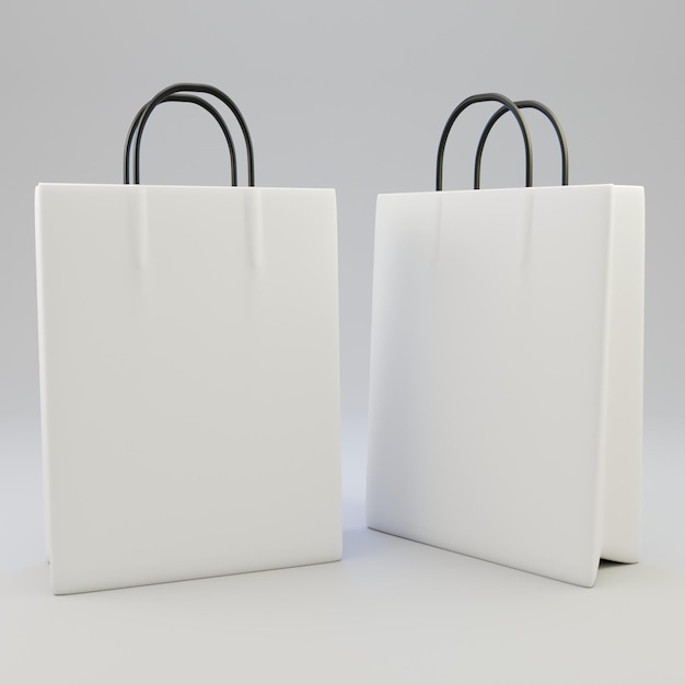 Photo shopping paper bag mockup isolated on white background