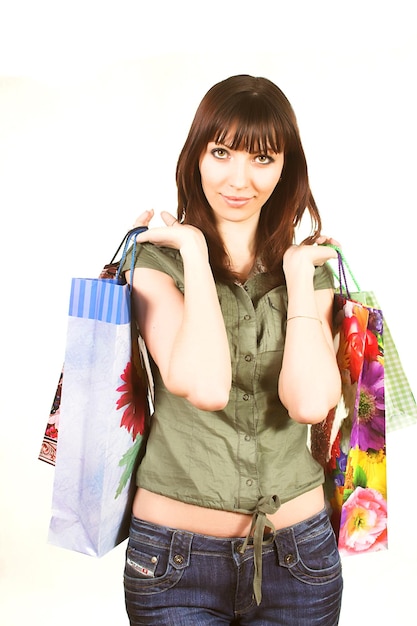 Shopping sexy woman over a white background