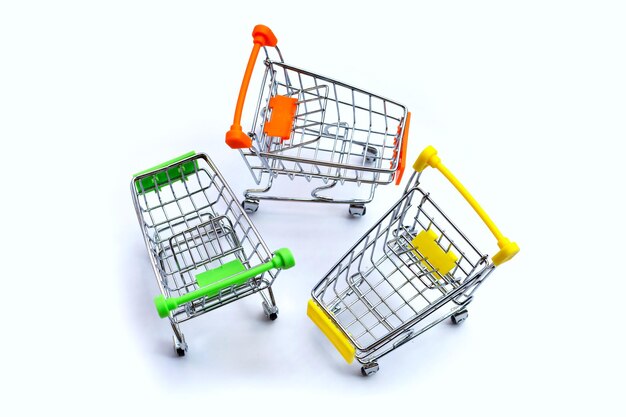 Shopping trolley or Shopping cart on white background