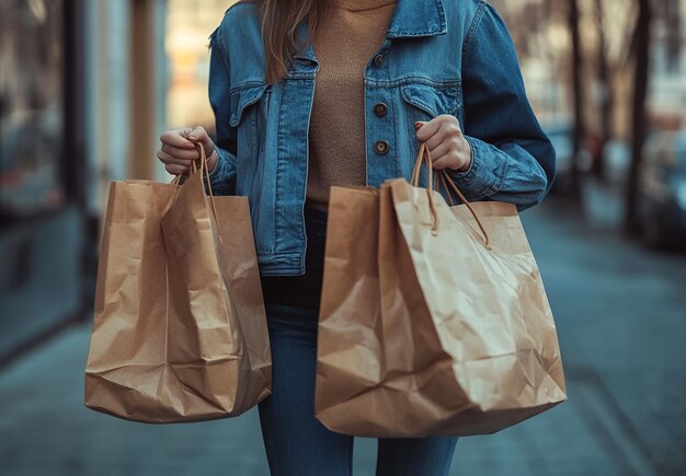 Photo shopping woman holding bags in a retail store