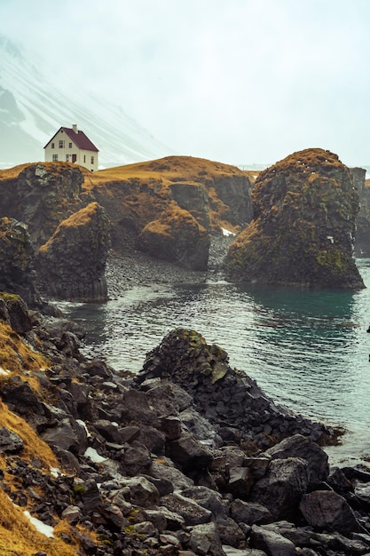 The shore in Arnarstapi little village of Snaefellsnes Peninsula in Iceland