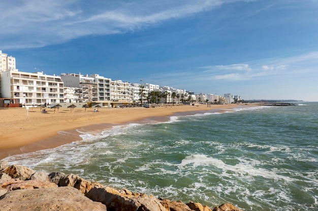 Shoreline view of Quarteira beach