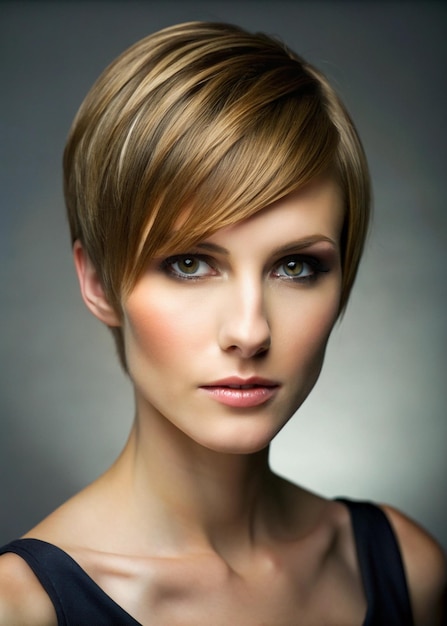 Photo short blonde straight bob haircut side view professional salon hairstyle inspiration