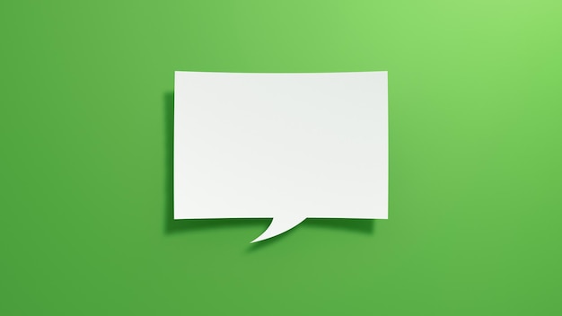 Short Empty Speech Bubble Minimalist Abstract Design With White Cut Out Paper on Green Background