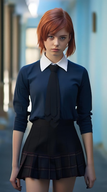 short ginger hair young adult woman with freckled