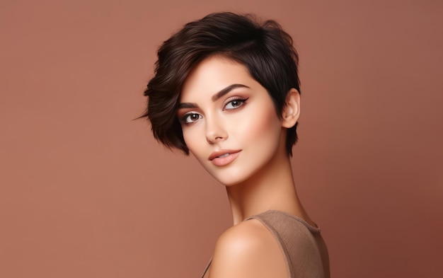 short hair Woman Natural Look in Captivating Portrait