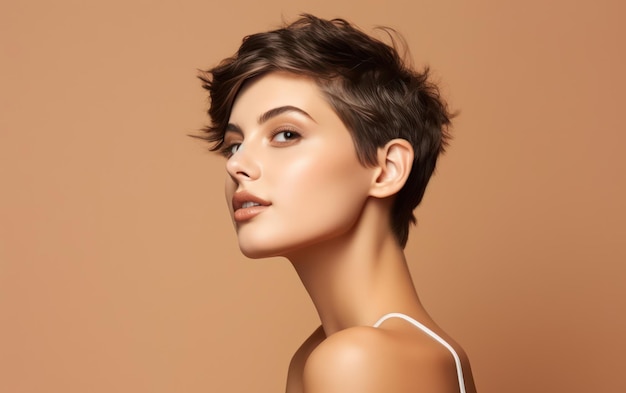 short hair Woman Simple Elegance in Portrait