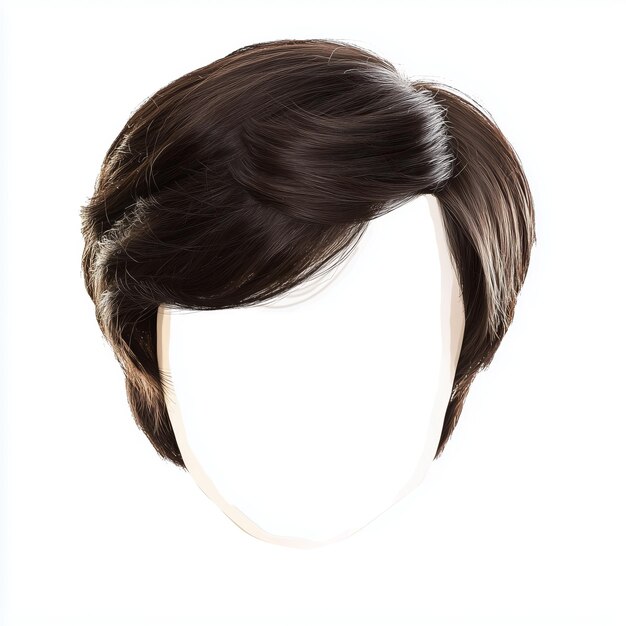 Photo a short sideparted wig for men with a clean cut and dark brown color isolated on a white background