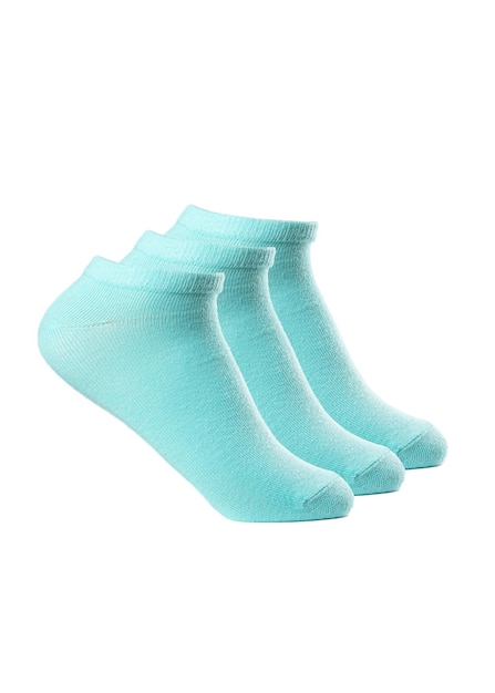 Short turquoise socks on a white isolated background