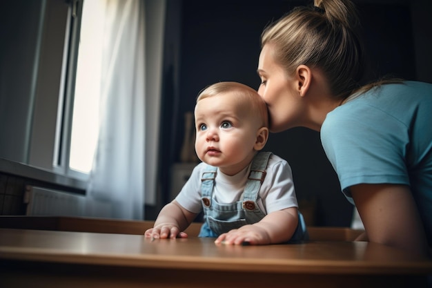 Shot of an adorable baby boy sitting with his mother at home