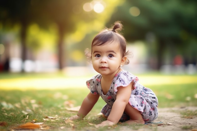 Shot of an adorable baby girl playing in the park