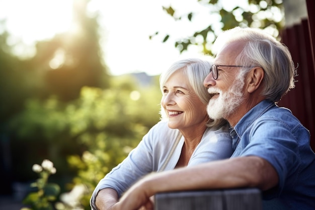 Shot of an affectionate senior couple relaxing outdoors created with generative ai