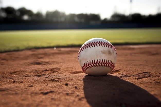 Shot of a baseball lying on the field created with generative ai