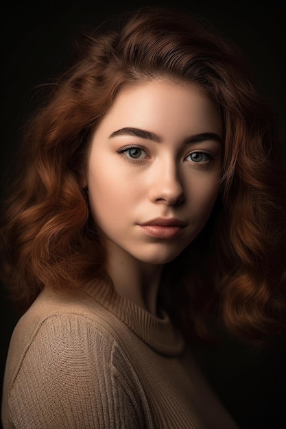 Shot of a beautiful young woman in a studio created with generative ai