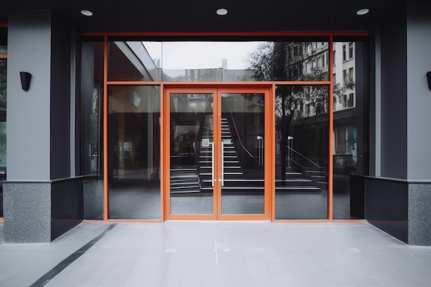 Shot of a building entrance with a modern door created with generative ai