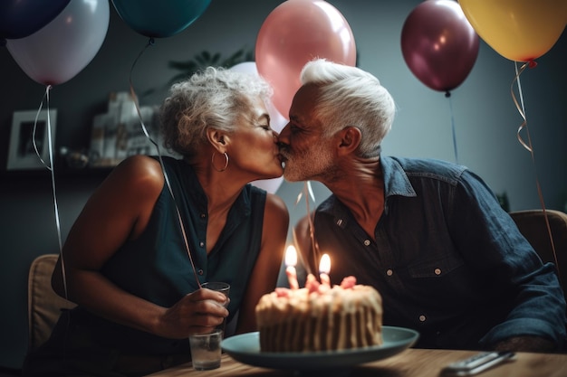 Shot of a couple sharing a moment at their birthday party