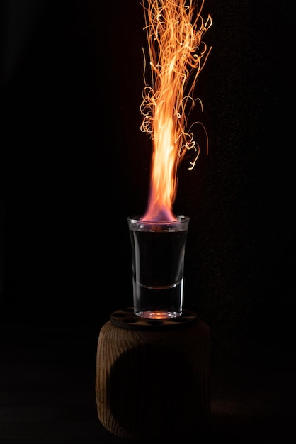 Shot drink with fire