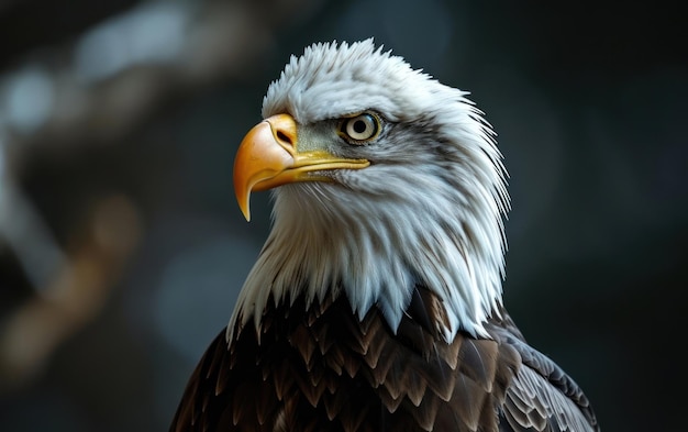 Shot of an eagle stoic gaze epitomizing the spirit of the untamed wilderness