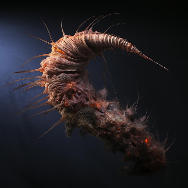 shot of earthworm with feathers